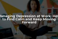 Woman meditating at a desk with laptop.