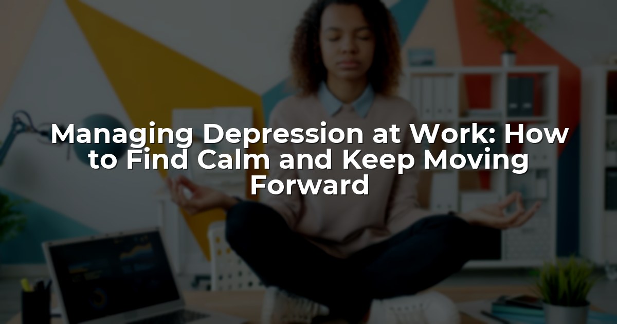 Woman meditating at a desk with laptop.